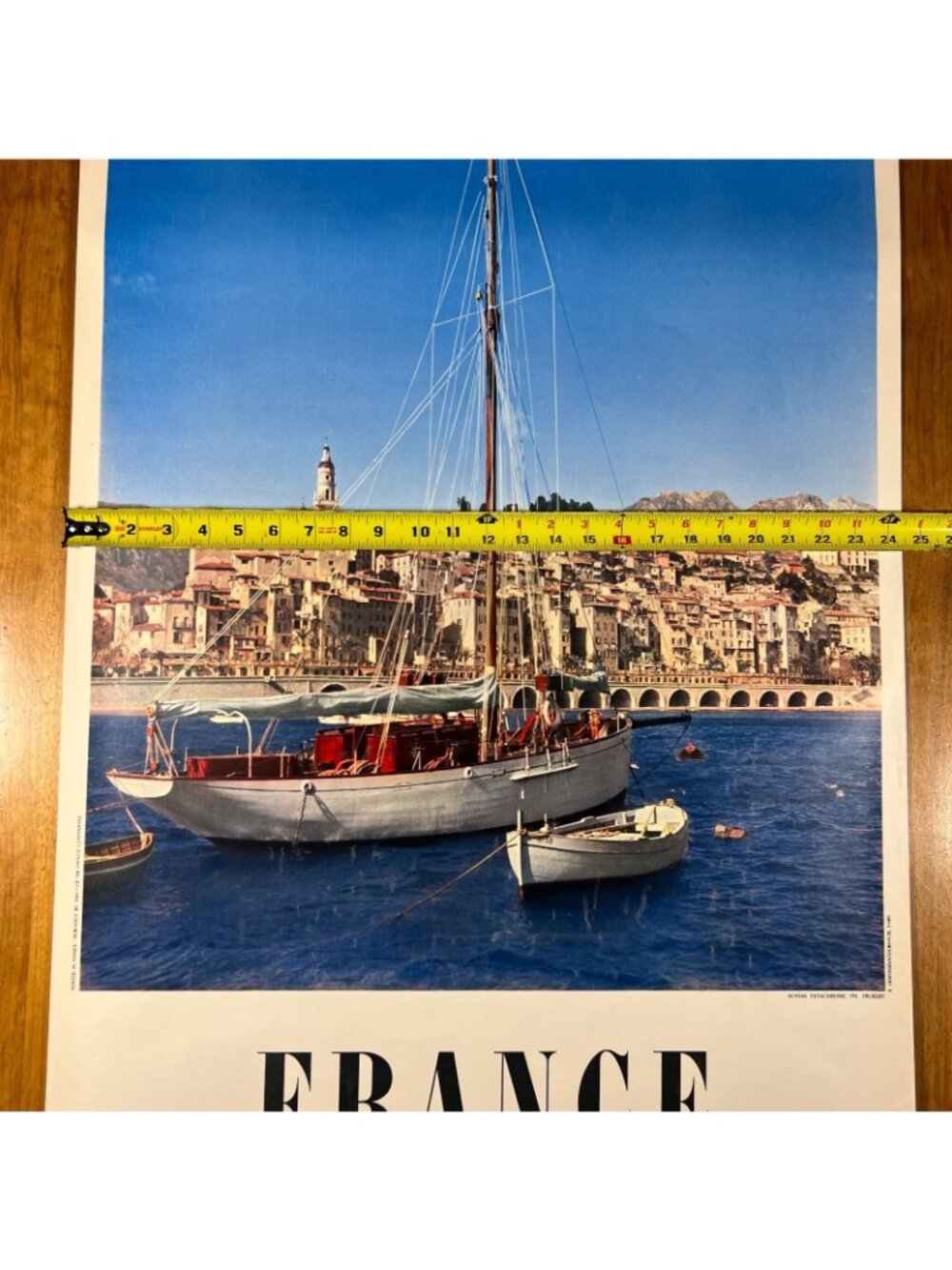 1950s ORIGINAL FRENCH TRAVEL POSTER, Ship, Riviera, Cote D'Azur - 24-1/2"x39" - Picture 16 of 16